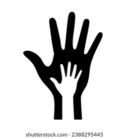 Father son hand image white and black colour
