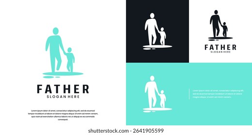 father and son hand in hand logo, father's day, symbol of care and affection, graphic design illustration.