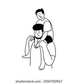 Father and son Handrawing illustration