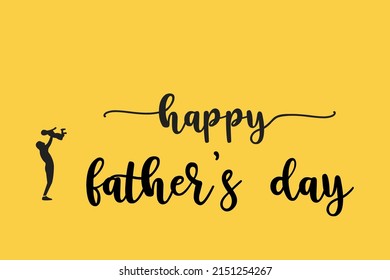 Father and son with Happy Fathers Day concept. The concept of happy family on yellow background can be used for cards, posters, banners. eps10 illustration.
