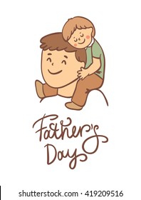 Father and son. Happy fathers day card