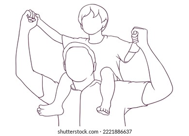 Vater und Sohn mit gut handgezeichnet handgezeichneter Vektorgrafik