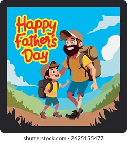 Father and Son Hiking Illustration for Father’s Day Celebration