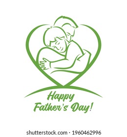 Father and son hugging - Happy father's day - isolated vector illustration