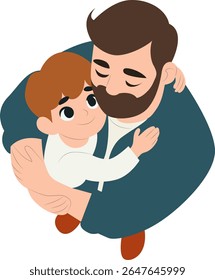 Father Son Hugging Love Cartoon
