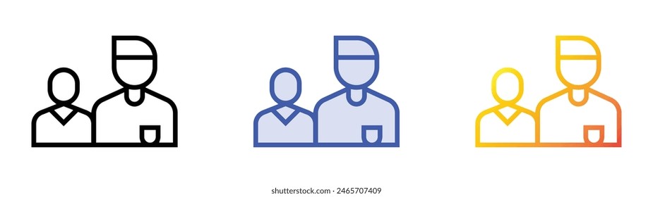 father and son icon. Linear, Blue Fill and Gradient Style Design Isolated On White Background