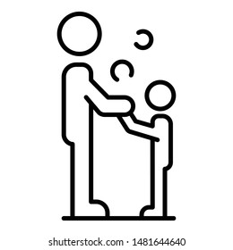 Father with son icon. Outline father with son vector icon for web design isolated on white background