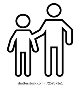 Father and son icon with precision outline design 