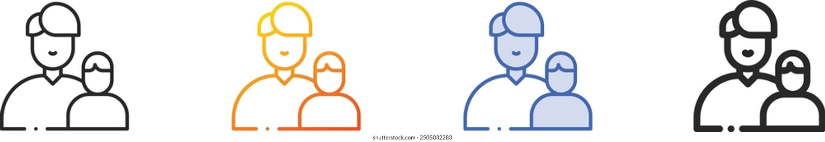 father and son icon.Thin Linear, Gradient, Blue Stroke and bold Style Design Isolated On White Background