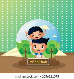 Father and son illustration
