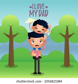 Father and son illustration