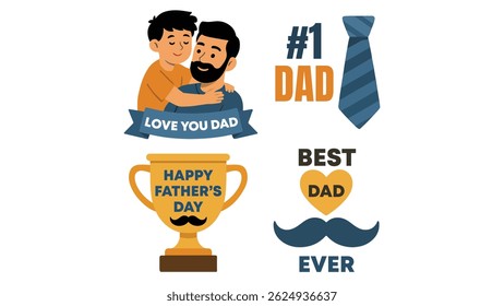 Father and Son Illustration – Emotional Bond, Parenthood Love, Family Relationship Concept Art with Father's Day, Care, and Connection Theme