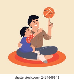 Father and Son illustration for Father's Day celebration or greetings