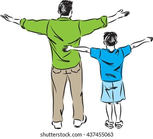 FATHER AND SON ILLUSTRATION FREEDOM GESTURE