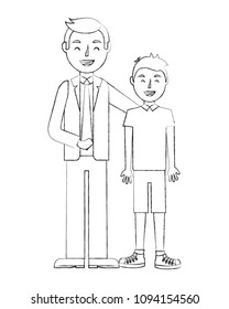 father with son isolated icon
