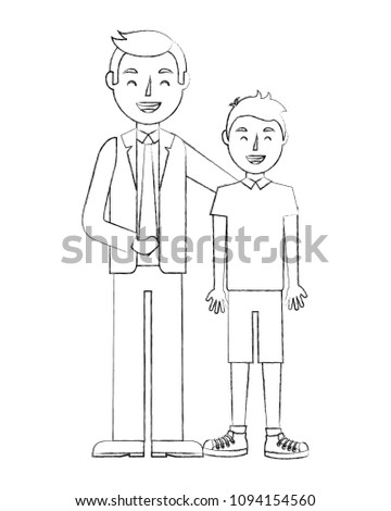 father with son isolated icon