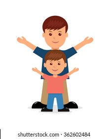 Father and son. Isolated vector people in a flat style