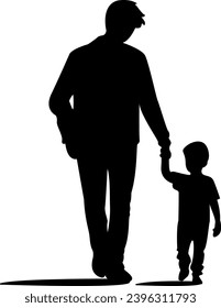 father son isolated, walking, Silhouette, templates for poster, cover, banner, social media