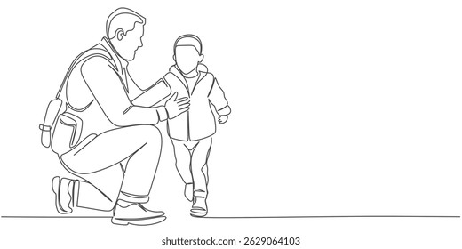 father and son line art vector drawing.fathers day illustration