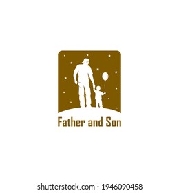 Father And Son Logo. Walking Together