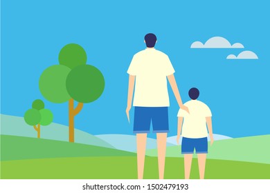 Father and son in the outdoor. Concept for Fathers day