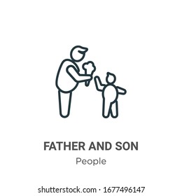 Father and son outline vector icon. Thin line black father and son icon, flat vector simple element illustration from editable people concept isolated stroke on white background