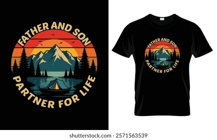 Father and son: Partner for life Vintage  Creative T-shirt Design
