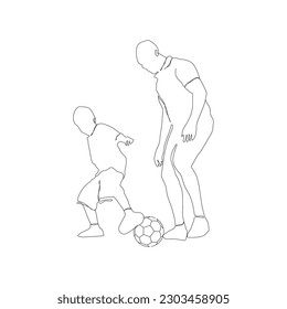 Father and Son Playing Ball continuous line drawing. Happy Father and Son line art vector. Father's Day line art. father and son line art.