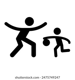 padre e hijo jugando al baloncesto icono, divertirse Clipart, pasar tiempo con la familia, práctica deportiva, ejercicio y actividad física, Ilustración vectorial aislada