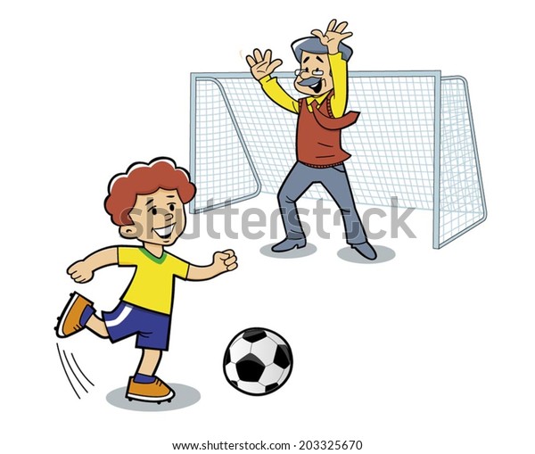 Father Son Playing Football Vector Illustration Stock Vector (Royalty ...