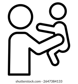 Father and son playing icon outline set sign