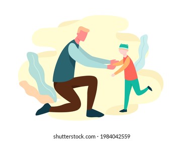 Father and Son Playing - Illustration