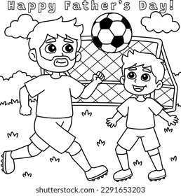 Father and Son Playing Sports Coloring Page 