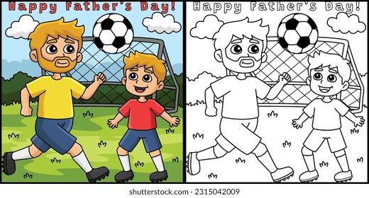 Father and Son Playing Sports Illustration