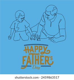 Father and son playing together 
 art drawing and typography on the Happy Father's Day.