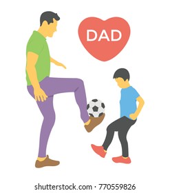 
A father and son playing together. Flat icon 
