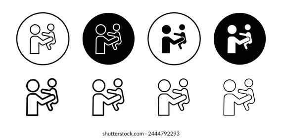 Father and son playing together on fathers day icon. grandchild or grandson play with parents or grandfather with love and care symbol. childhood memory of child with dad set