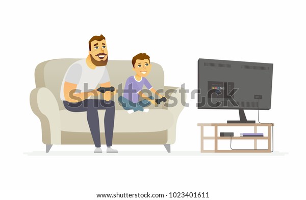 cartoon kid playing video games