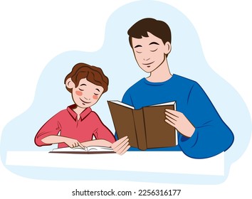 padre e hijo leyendo juntos