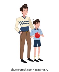 father and son red ball
