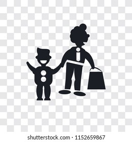 Father and son shopping vector icon isolated on transparent background, Father and son shopping logo concept