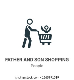 Father and son shopping vector icon on white background. Flat vector father and son shopping icon symbol sign from modern people collection for mobile concept and web apps design.