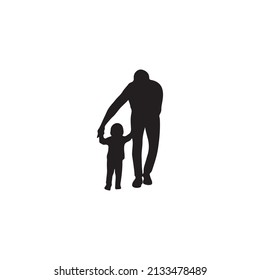  Father and son silhouette background . Vector Illustrator.
