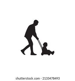  Father and son silhouette background . Vector Illustrator.
