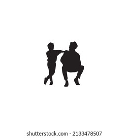  Father and son silhouette background . Vector Illustrator.
