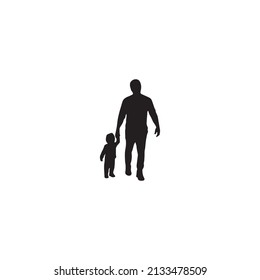  Father and son silhouette background . Vector Illustrator.
