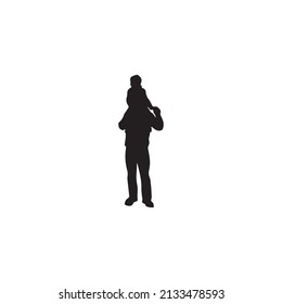  Father and son silhouette background . Vector Illustrator.

