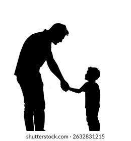 Father and son Silhouette - Silhouette illustration of a father holding hands with his young son