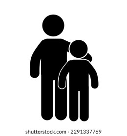 father and son silhouette. father and son illustration icon. stick figure, pictogram