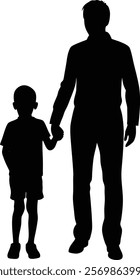 Father and son silhouette isolated on white background. Father Son sign vector illustration design